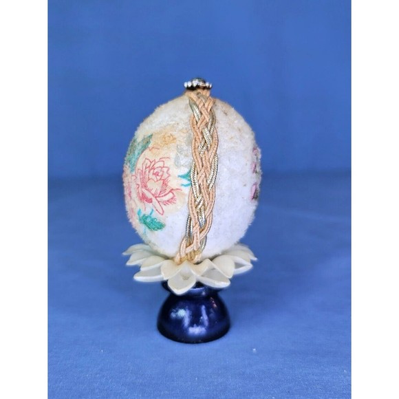 Egg Shell Art Flowers Birds Jewelry Vintage Handmade Decorated - Picture 3 of 9